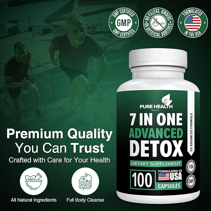 Extra Strength Fast Acting 7-in-ONE Advanced Formula - Full Body Cleanse - Detox & Liver Cleanse - Detox & Liver Repair, All Natural Toxins Remover, Healthy Cleansing Support for Liver (100 Capsule)