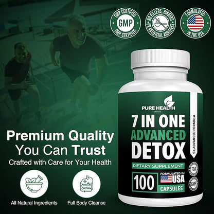 Extra Strength Fast Acting 7-in-ONE Advanced Formula - Full Body Cleanse - Detox & Liver Cleanse - Detox & Liver Repair, All Natural Toxins Remover, Healthy Cleansing Support for Liver (100 Capsule)