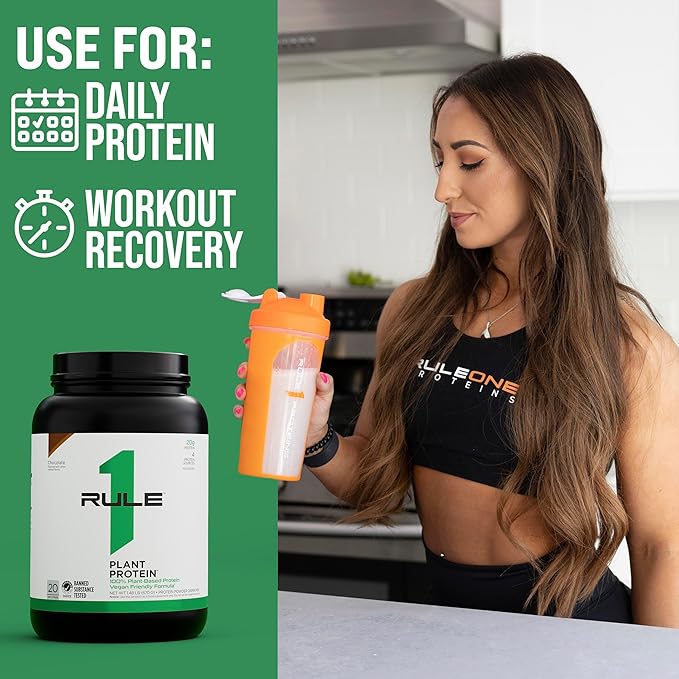 Rule 1 Proteins Plant Protein - Vegan, Gluten-Free, Dairy Free, & Soy Free Protein Powder with 20g Protein per Serving (20 Servings, Café Mocha)