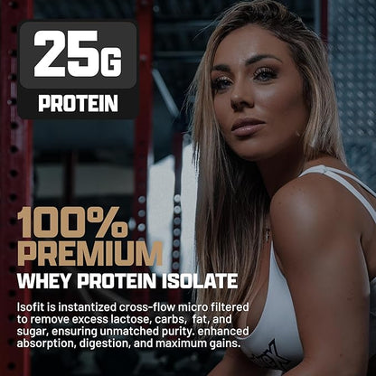 Nutrex Research IsoFit Whey Protein Powder Instantized 100% Whey Protein Isolate (70 Servings, Chocolate Shake)