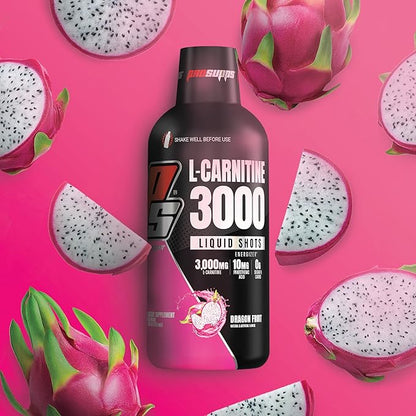 PROSUPPS L-Carnitine Stimulant Free Liquid Shots for Men & Women - Workout Drink for Performance & Muscle Recovery - Clean Energy, No Sugar, No Carbs (31 Servings, 3000 Dragon Fruit)