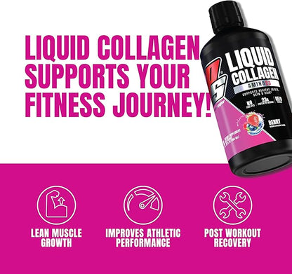 PROSUPPS Amino23 Liquid Collagen Shots, 23g Collagen Protein Promotes Exercise Recovery, Healthy Skin, Hair, Nails & Join Support – Convenient On The Go Bottle, Berry