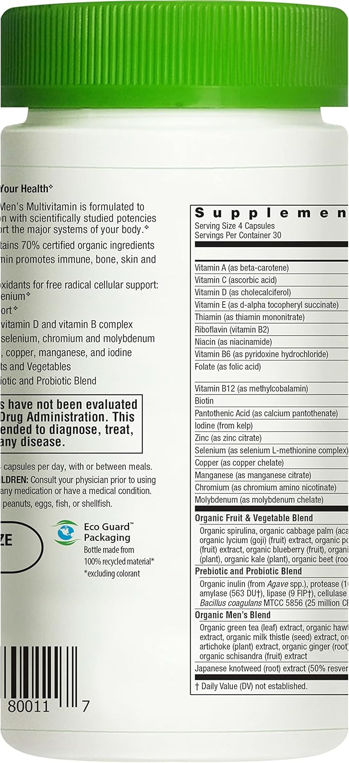 Rainbow Light Multivitamin for Men, Vitamin C, D & Zinc, Probiotics, Men's Multivitamin Provides High Potency Immune, Heart, & Liver Support, Non-GMO, Vegetarian, 120 Tablets