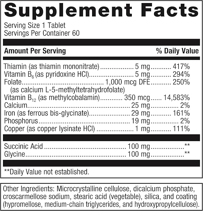 Metagenics Hemagenics - Iron Supplement - Non-Constipating - Vitamin B12, B6 & Folate - Supports Formation & Maintenance of Healthy Red Blood Cells* - Non-GMO, Gluten-Free & Vegetarian - 60 Tablets