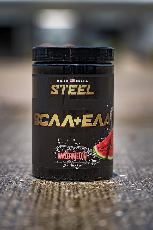 Steel Supplements | High Performance BCAA EAA Powder | Promotes Lean Muscle Growth and Workout Endurance | 2:1:1 Ratio to Recover Muscle Faster 30 Servings. (Watermelon)