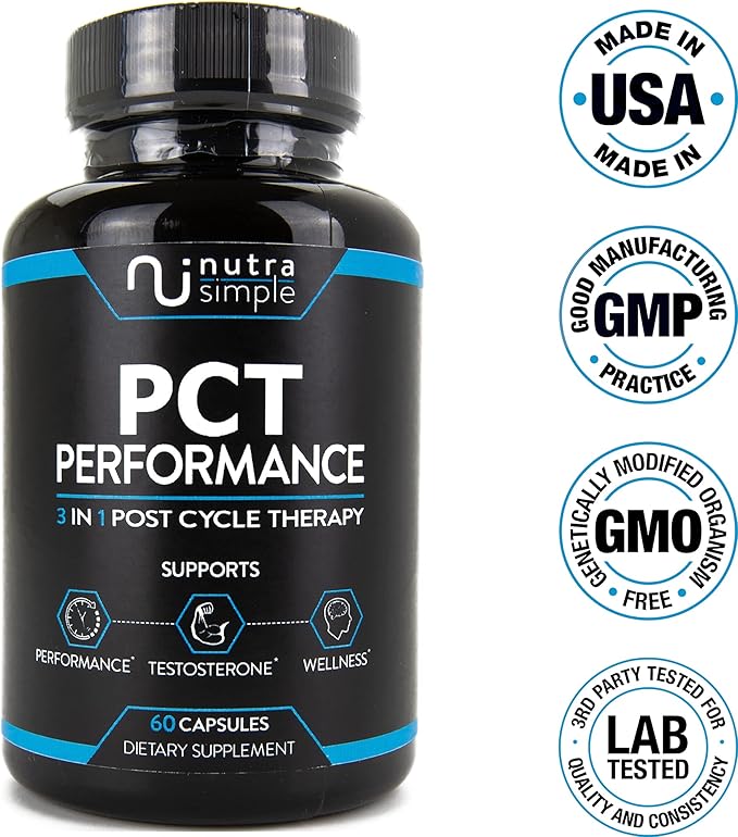PCT Supplement for Men, 3-in-1 Post Cycle Support & Natural Booster with Estrogen Blocker, Liver Support Formula, Made in USA, with Fenugreek, Chrysin, Tongkat Ali, Milk Thistle - 60 Capsules
