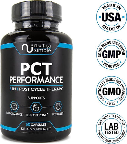 PCT Supplement for Men, 3-in-1 Post Cycle Support & Natural Booster with Estrogen Blocker, Liver Support Formula, Made in USA, with Fenugreek, Chrysin, Tongkat Ali, Milk Thistle - 60 Capsules