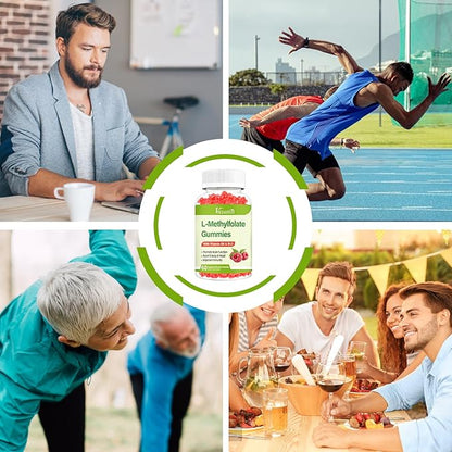 L-Methylfolate 15 mg Gummies with Methyl B12, Folate Supplement for Mood, Brain Health, Immune Support, Raspberry Flavor, 120 Count