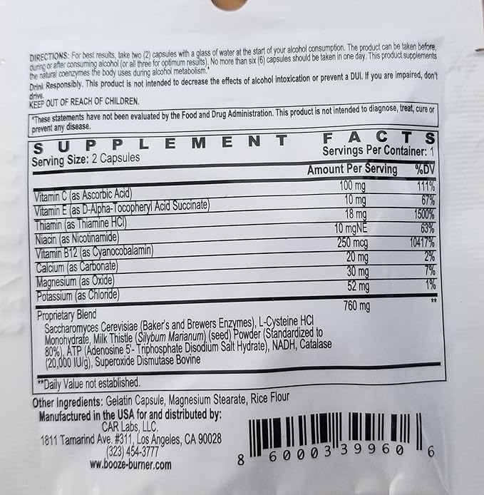 Booze Burner |12 Pack| Over-Indulgence-Prevention Ultimate Pre-Party-Supplement Hydration Great for Bachelorette Party Enjoy your wine, wake up fine. Help Reduce a possible Hangover