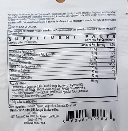 Booze Burner |12 Pack| Over-Indulgence-Prevention Ultimate Pre-Party-Supplement Hydration Great for Bachelorette Party Enjoy your wine, wake up fine. Help Reduce a possible Hangover