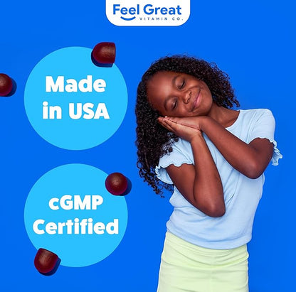 Feel Great Kids Melatonin Gummy | Strawberry Flavored Melatonin Gummies Kids | 1 MG of Melatonin Sleep Aid for Kids | Vegan Gummies | 60 Day Supply