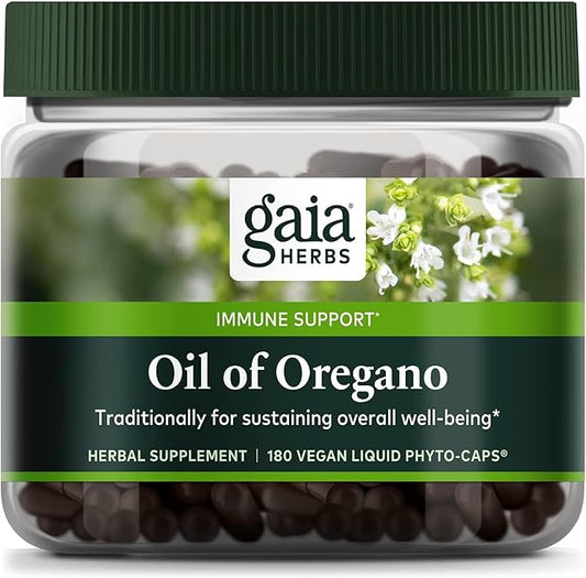 Gaia Herbs Oil of Oregano - Immune and Antioxidant Support Supplement to Help Sustain Overall Well-Being - with Oregano Oil, Carvacrol, and Thymol - 180 Vegan Liquid Phyto-Capsules (90-Day Supply)