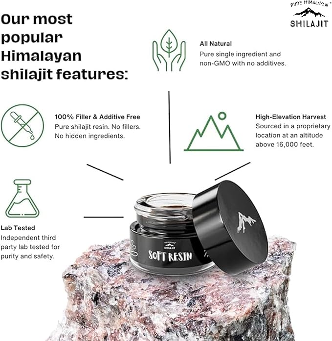 Himalayan Shilajit by Pure Himalyan Shilajit, Grade A Himalayan Soft Resin, Energy & Immune Support, Natural Source of Fulvic Acid & 85+ Trace Minerals Supplement for Men & Women (15ml/0.5oz)