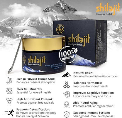 Purified Gold Standard Shilajit Resin - Authentic Himalayan, Organic Supplement with 85+ Trace Minerals - All Natural Multivitamin and Wellness Supplement - 30 Grams