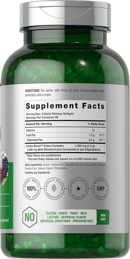 Horbäach Beta Sitosterol 1200mg | 240 Softgel Capsules | Mega Strength | Plant Sterols Complex | Non-GMO, Gluten Free Supplement