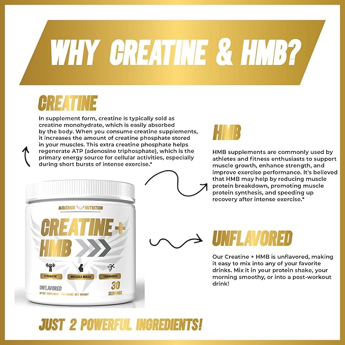 Creatine HMB - Creatine Powder for Men - Creatine Powder - Creatine Supplement - Creatine for Men - HMB Creatine - Creatine HMB Powder - Creatine - Creatine Monohydrate - 30 Servings - Unflavored