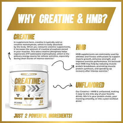 Creatine HMB - Creatine Powder for Men - Creatine Powder - Creatine Supplement - Creatine for Men - HMB Creatine - Creatine HMB Powder - Creatine - Creatine Monohydrate - 30 Servings - Unflavored