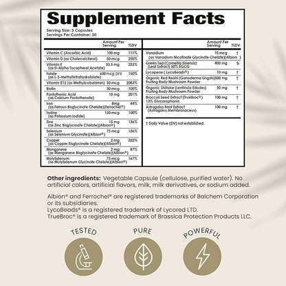 PAPCLEAR Physician Formulated | All Natural Immune Support Supplement | Advanced Powerful Immunity Booster | 21 Vitamins & Nutrients with Organic Shiitake Mushroom & Lycopene | 90 Capsules | Pack of 2