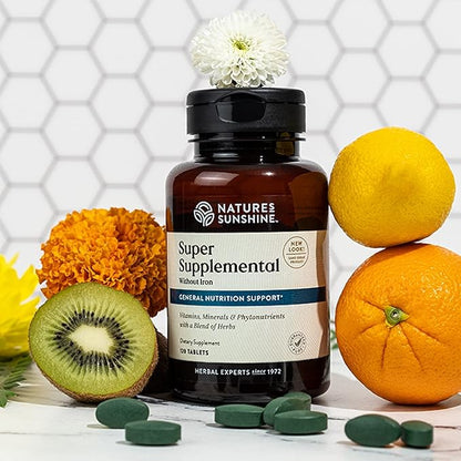 Nature's Sunshine Super Supplemental w/o Iron, 120 Tablets | Multivitamin for Men and Women Provides Vitamins, Minerals, Amino Acids, Herbs, Fruit Powders, Veggie Powders, and Carotenoids