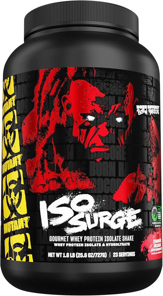 Mutant ISO Surge Whey Protein Isolate Powder Acts Fast to Help Recover, Build Muscle, Bulk and Strength, 1.6 lb - Strawberry Milkshake