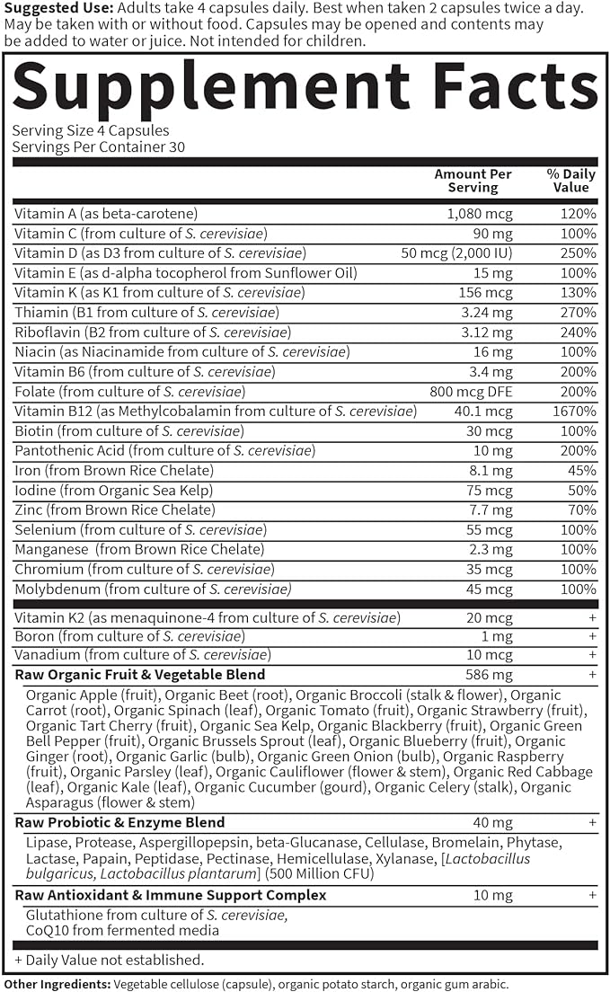 Garden of Life Multivitamin for Women, Vitamin Code Women's Multi - 120 Capsules, Whole Food Womens Multi, Vitamins, Iron, Folate not Folic Acid & Probiotics for Womens Energy, Vegetarian Supplements