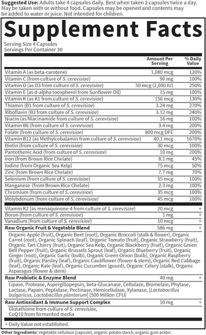 Garden of Life Multivitamin for Women, Vitamin Code Women's Multi - 120 Capsules, Whole Food Womens Multi, Vitamins, Iron, Folate not Folic Acid & Probiotics for Womens Energy, Vegetarian Supplements