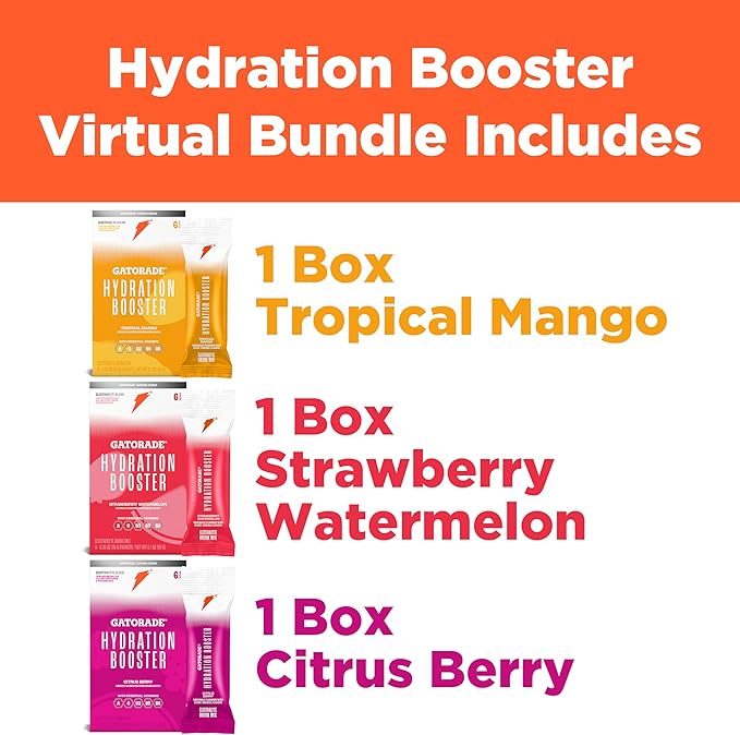 Gatorade Hydration Booster - All 3 Flavors (Strawberry Watermelon, Tropical Mango, Citrus Berry)