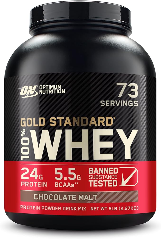 Optimum Nutrition Gold Standard 100% Whey Protein Powder, Chocolate Malt, 5 Pound (Packaging May Vary)