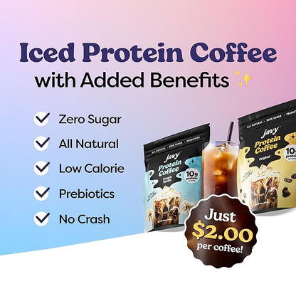 Javy French Vanilla Protein Coffee - Premium Whey Protein & Instant Iced Coffee - 100% Arabica Coffee - Zero Artificial Flavors & Sweeteners, 20 Servings