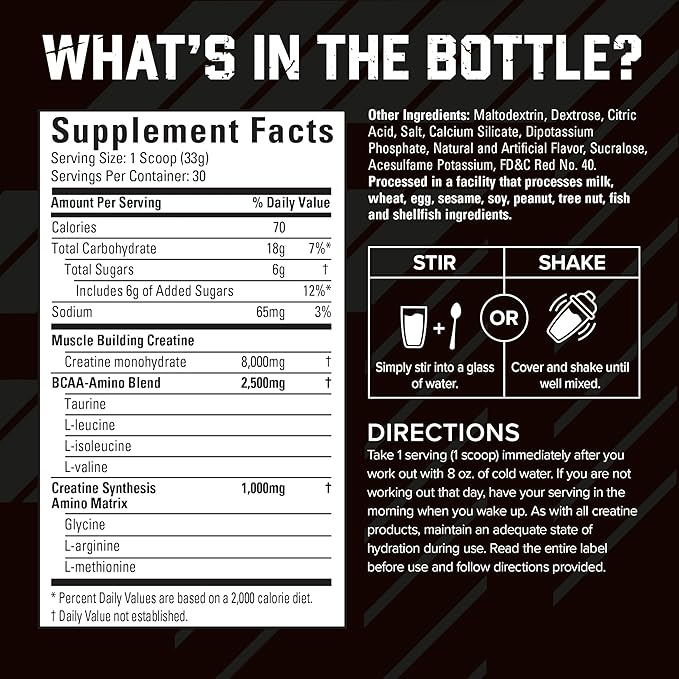 Six Star Creatine Monohydrate Powder, X3 (Fruit Punch) - Flavored Creatine HCl Powder Monohydrate Supplement for Muscle Building & Performance - Post Workout Supplement for Men & Women - 30 Servings