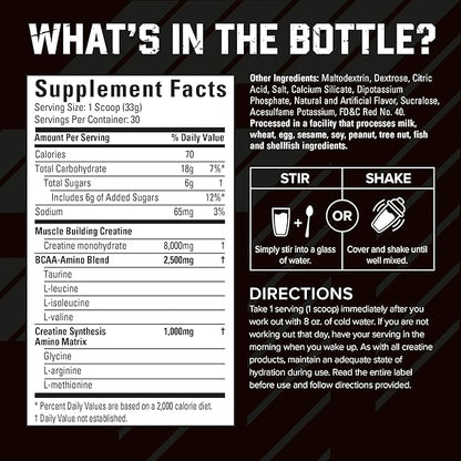 Six Star Creatine Monohydrate Powder, X3 (Fruit Punch) - Flavored Creatine HCl Powder Monohydrate Supplement for Muscle Building & Performance - Post Workout Supplement for Men & Women - 30 Servings