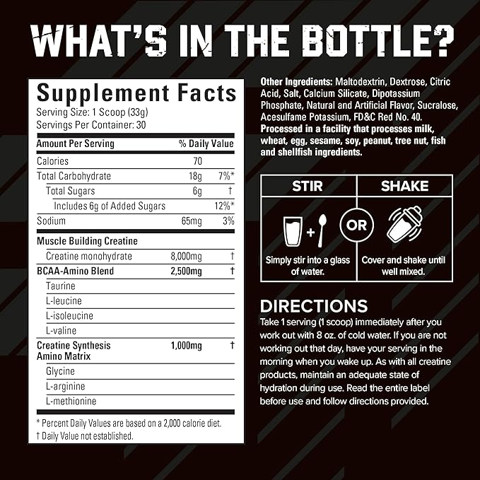 Six Star Creatine Monohydrate Powder, X3 (Fruit Punch) - Flavored Creatine HCl Powder Monohydrate Supplement for Muscle Building & Performance - Post Workout Supplement for Men & Women - 30 Servings