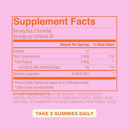 Cheeky Bonsai Balanced Babe Probiotic Gummies for Women, Juicy Strawberry Flavor 60 Count, Probiotic for Women, Urinary Tract Health, Vaginal Health, and pH Balance, 5 Billion CFUs