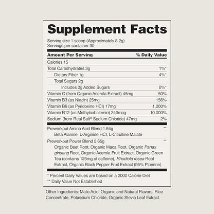 Snap Supplements Preworkout Beet Root Powder, Nitric Oxide Pre Workout with Organic Beets, 250g (30 Servings)