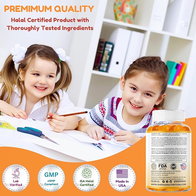 Gelatin Free Kids Omega 3 Gummies w/DHA 30 Servings. Plant-Based Omega 3 for Kids. Gluten Free & Non-GMO DHA Gummies. Children Omega 3 Gummies for Kids. Omega 3 Kids to Support Brain & Immune System