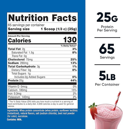 Nutricost Whey Protein Concentrate (Strawberry Milkshake) 5LBS - Gluten Free & GMO Free