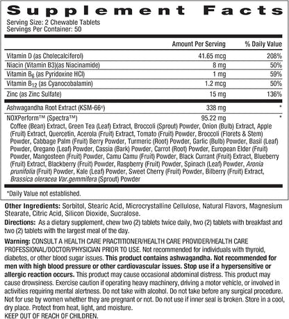 Max Chewable Nitric Oxide Booster Supplement for Men – High Potency Ashwagandha Extract to Boost Workouts, Muscle & Performance, Reduce Stress, Support Sleep - 100 Count