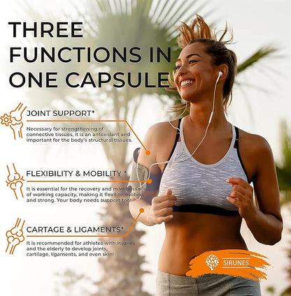 SIRUNES Bovine Collagen Supplements for Men and Women I Hydrolyzed Grass Fed Bovine Collagen Peptides Dietary Supplement for Joint, Nerve & Bone Support - Non-GMO, Anti-Aging - 100 Capsules