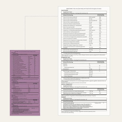 Perelel 3rd Trimester Prenatal Pack - Daily Pregnancy Vitamins - Probiotics, Prenatal Vitamins + Omega 3 DHA Supplements for Women - Soy-Free, Non-GMO Women's Vitamins (30 Pill Packs)