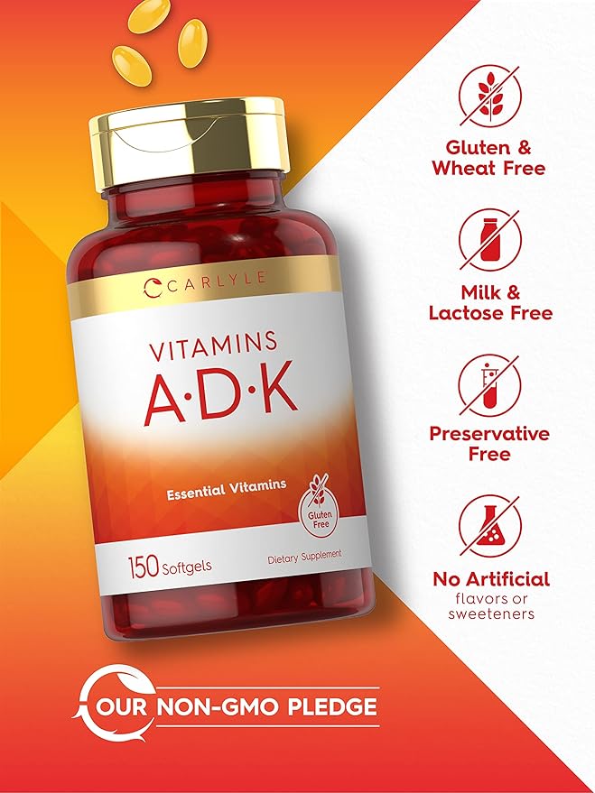 Carlyle Vitamin ADK | 150 Softgels | Non-GMO, Gluten Free Dietary Supplement