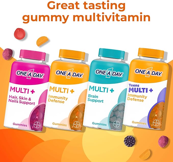 ONE A DAY Teen Multi+ Immunity Defense Vitamins, Multivitamin Gummies With Boost of Immunity Support with Vitamins A, C, D, E, Selenium & Zinc, 120 Count