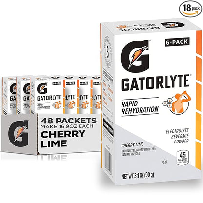 Gatorlyte Powder, Cherry Lime, Makes 20 Fl Oz (Pack of 48)