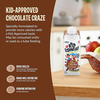 BOOST KID ESSENTIALS (1.5 kcal/mL) Chocolate Craze Nutritional Drink, 10g Protein, Vitamin C, D , B12, and Zinc, 8 Fl Oz (Pack of 24)