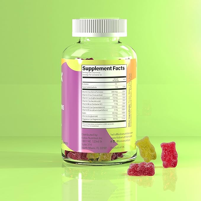 Kobix kids multivitamins gummies | vitaminas para niños | Kosher Non GMO - Vegan - Gluten free | 60 Gummies essential for kids