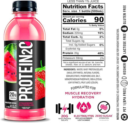 Protein2o 20g Whey Protein Isolate Infused Water Plus Electrolytes, Sugar Free Sports Drink, Ready To Drink, Gluten Free, Lactose Free, 20g Variety Pack, 16.9 Fl Oz (12 Count)