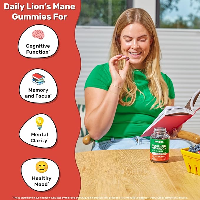 Fungies Mushroom Gummy 3-Pack Bundle, Lion's Mane, Cordyceps & Reishi Gummies for Adults - Mushroom Gummies Supports Brain Health, Gut Health, Energy & Daily Wellness - 180 Servings