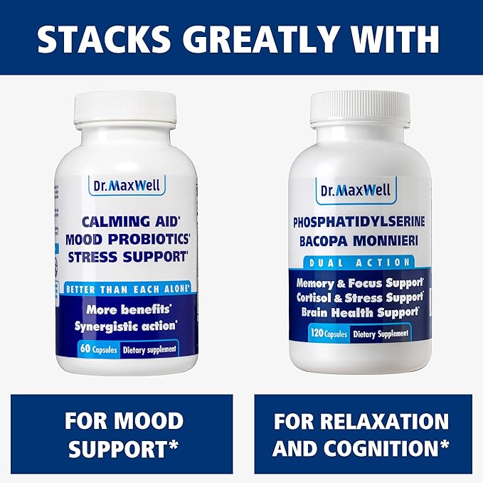 Serotonin and Dopamine Supplements, Better Than Dopamine or Serotonin Support Only. Helps Maintain Normal Neurotransmitter Levels. Mucuna Pruriens, 5-HTP, 60 Capsules Women Men