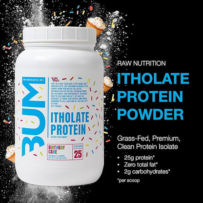 RAW Whey Isolate Protein Powder, Birthday Cake (CBUM Itholate Protein) - 100% Grass-Fed Sports Nutrition Powder for Muscle Growth & Recovery - Low-Fat, Low Carb - 25 Servings