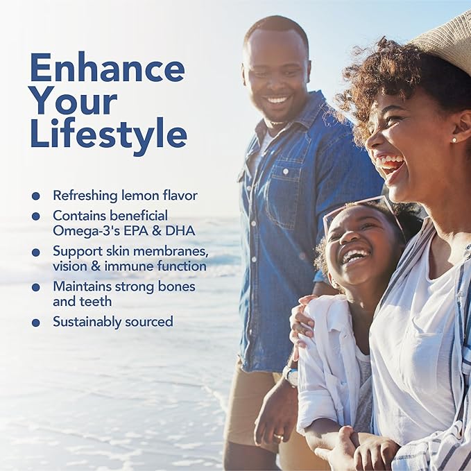 Icelandic Cod Liver Oil Liquid, Lemon (16oz) - Vitamins A & D, EPA & DHA - Helps Vision, Skin Membranes & Immune Function - MSC Certified, Non-GMO