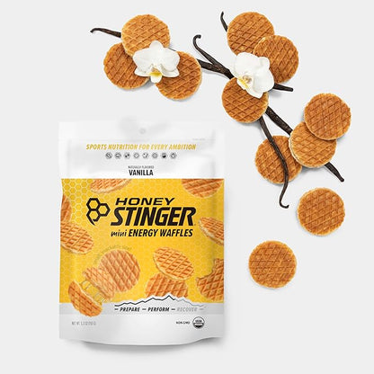 Honey Stinger Organic Mini Vanilla Waffles | Energy Stroopwafel for Exercise, Endurance and Performance | Sports Nutrition for Home & Gym, Pre and Post Workout | 1 Bag, 5.3 Ounce